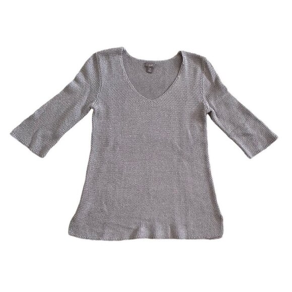 J.Jill Womens Petites Gray Woven Knit Sweater 3/4 Sleeves Size XS Grey - Picture 1 of 7